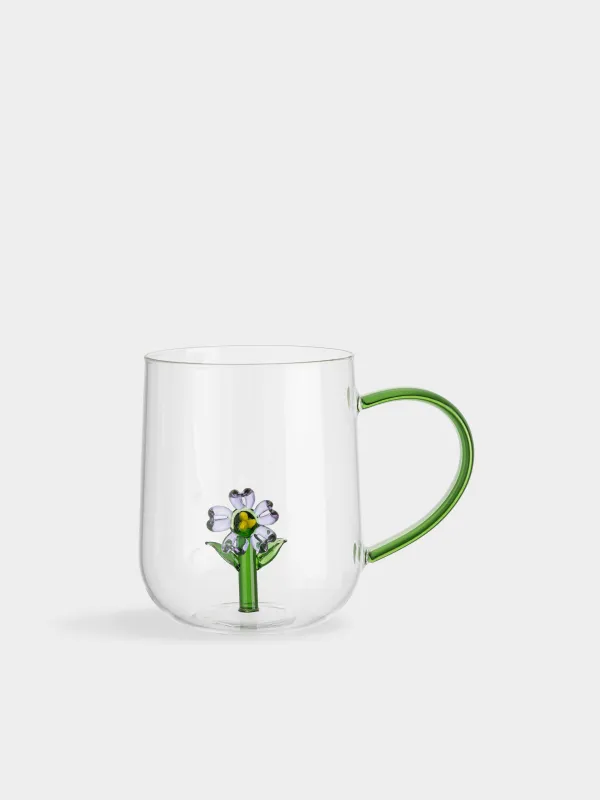 Саптыаяқ, 450 мл, шыны Б, жасыл тұтқа, Гүл, Shape, image-0