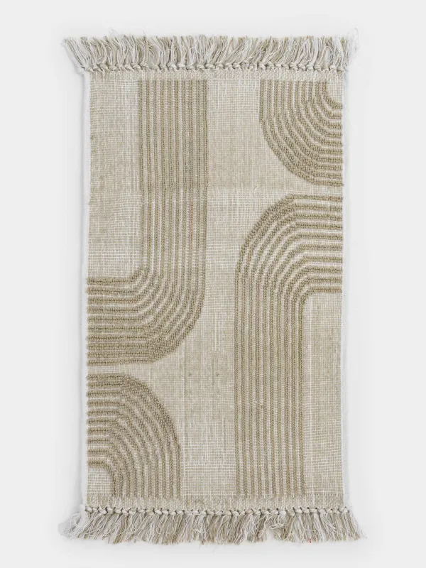 Коврик, 50x80 см, с бахромой, хлопок, песочный, Абстракция, Textured, image-0