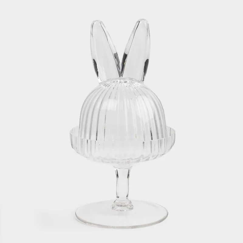 Аяқты ыдыс, 12х24 см, қақпағы бар, шыны Р, Қоянның құлақтары, Camellia