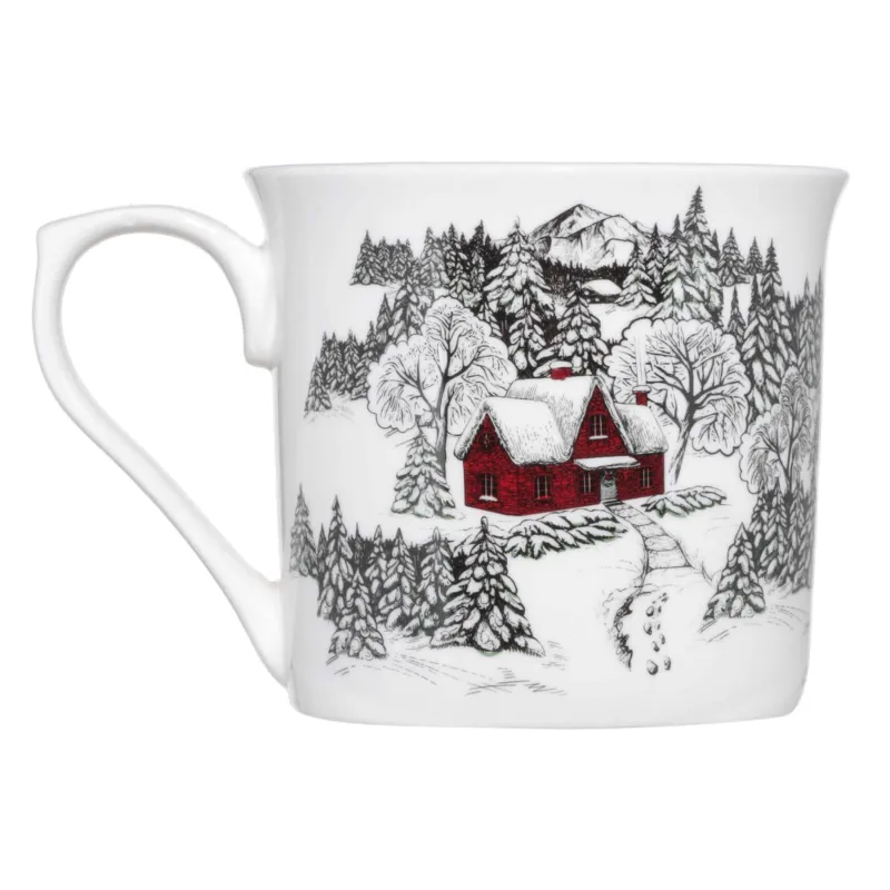 Кружка, 280 мл, фарфор N, белая, Дом в лесу, Forest house, image-1