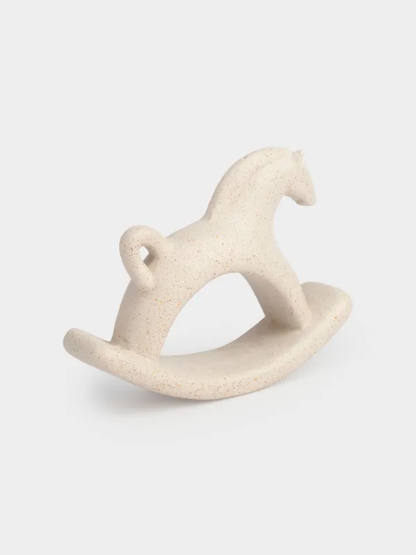 Мүсінше, 14х11 см, полирезин, сүт түстес, дақты, Тербелетін ат, Horse milky, image-3