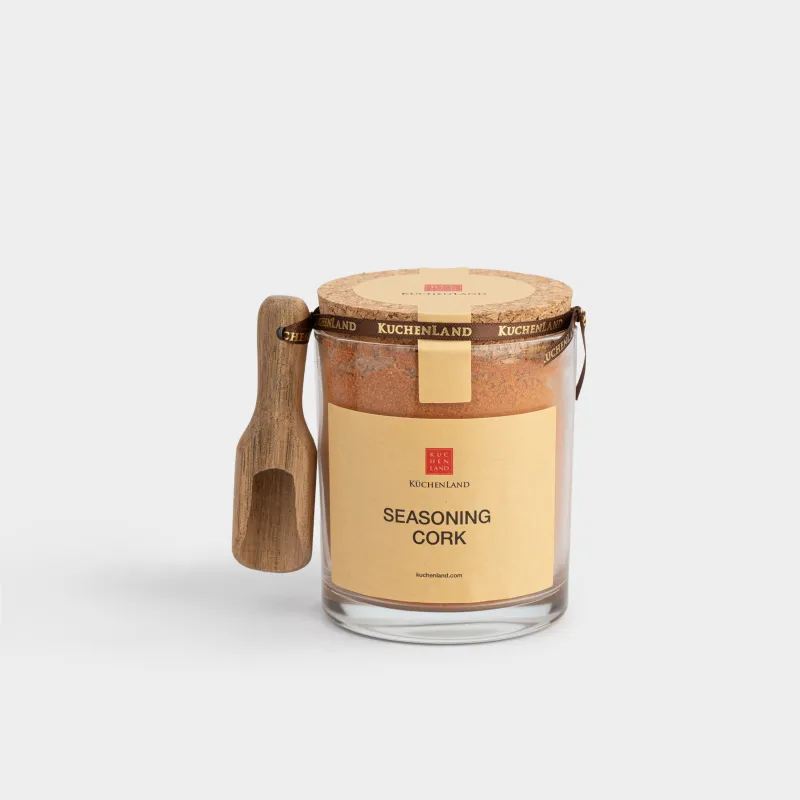 Дәмдеуіштерге арналған ыдыс, 12 см, толтырғышы бар, қасығы бар, шыны/ағаш, Маусымдық дәмдеуіштер, Seasoning cork, image-0