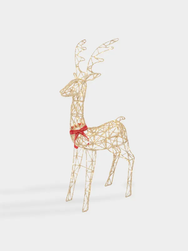 Мүсінше, жарықтандырылған, 50х125 см, металл, алтын, Бұғы, Deer sparks, image-0