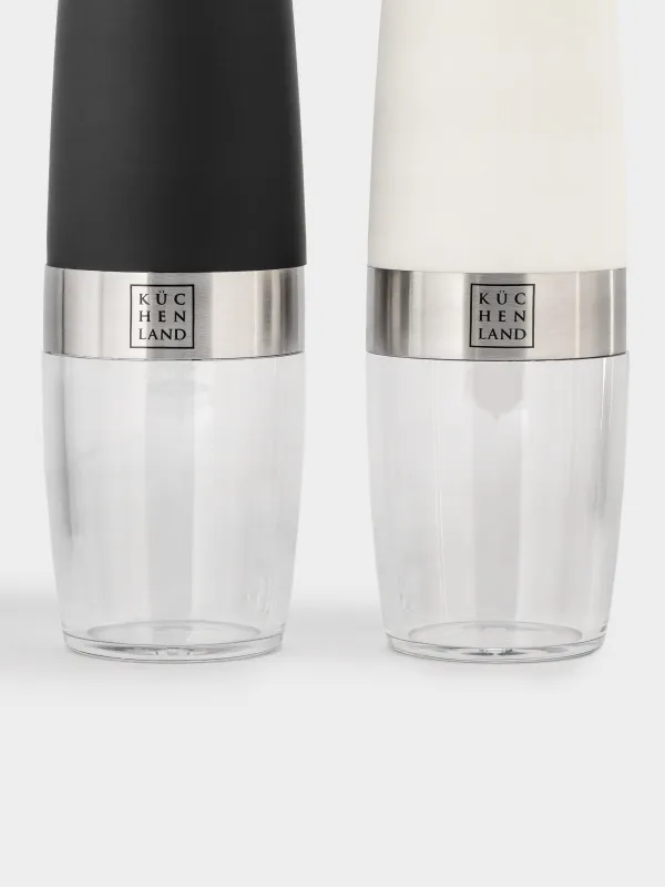 Дәмдеуіш диірмені, 20 см, 2 дана, гравитациялық, пластик/акрил, LED W, қара/ақ, Spicy, image-4