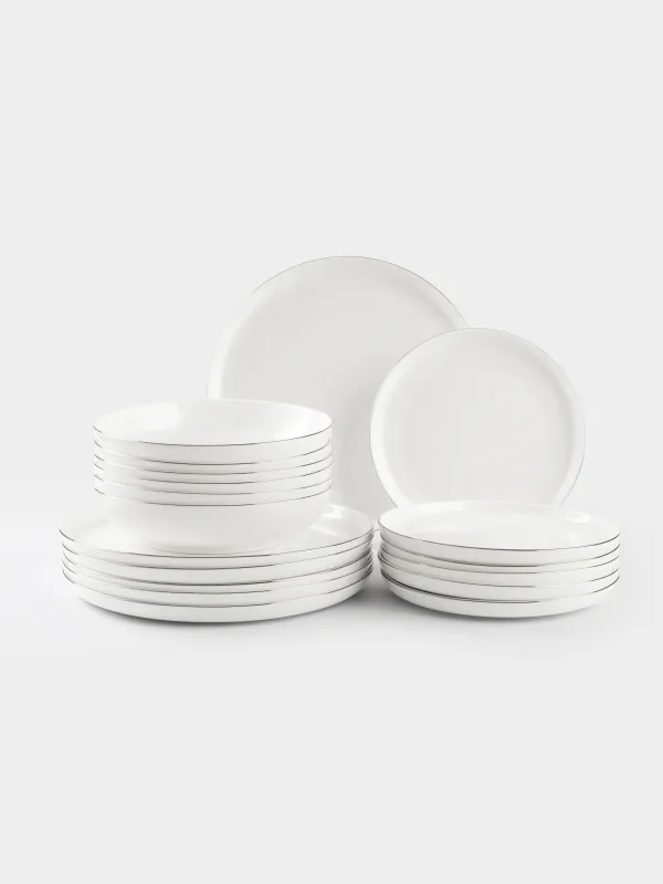 Түскі ас жиынтығы, 6 парсы, 18 пр, фарфор F, ақ, Ideal silver, image-0