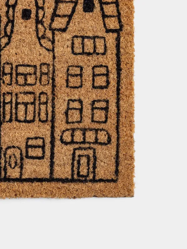 Коврик придверный, 40х60 см, кокос/ПВХ, прямоугольный, коричневый, Домики, House built, image-4