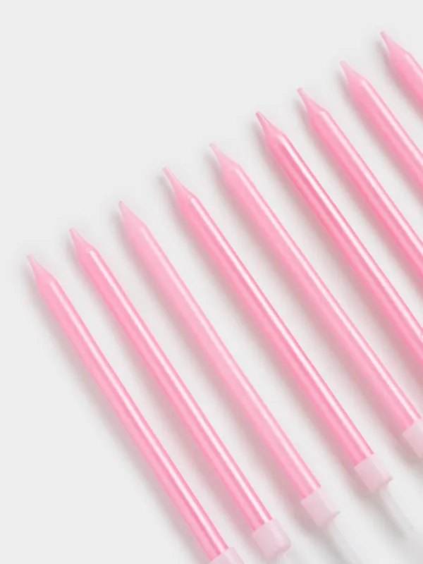 Тортқа арналған шам, 10 см, 12 дана, жіңішке, қызғылт, туған күн кеші, image-6