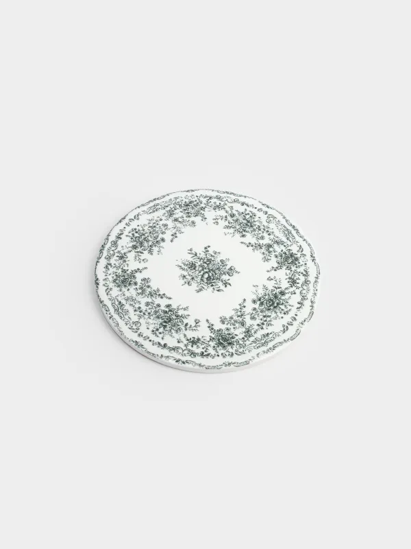 Ыстыққа арналған тұғыр, 20 см, керамика/тығын, дөңгелек, ақ, Жасыл гүлдер, Green lace, image-1