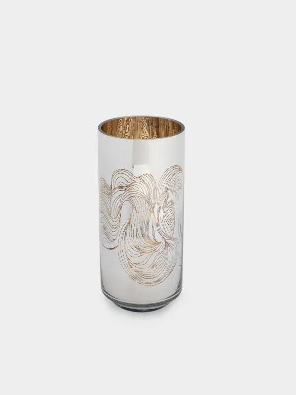 Шам ұстағыш, 20 см, шай шамына арналған, шыны, алтын, Жылқы, Horse gold, image-1