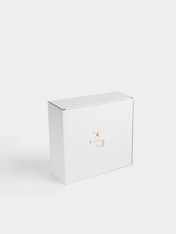 Пасха ыдысы, 22х9 см, 9 бөлім, керамика, сүт түстес және сұр, Гүлдер арасындағы қоян, Easter, image-5