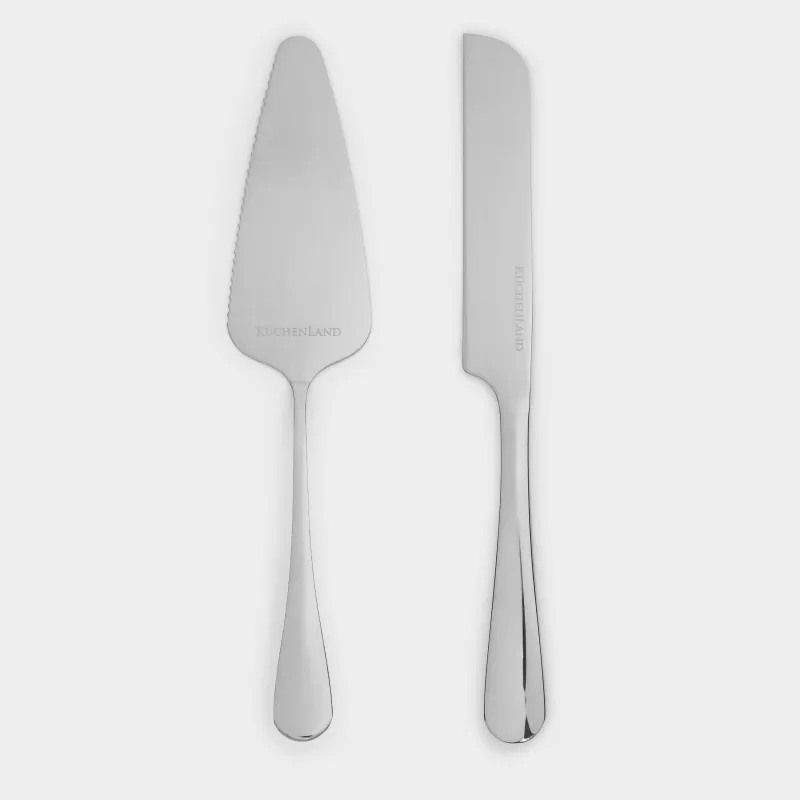 Приборы для сервировки торта, 22 и 23 см, 2 пр, лопатка/нож, сталь, Classic, image-1