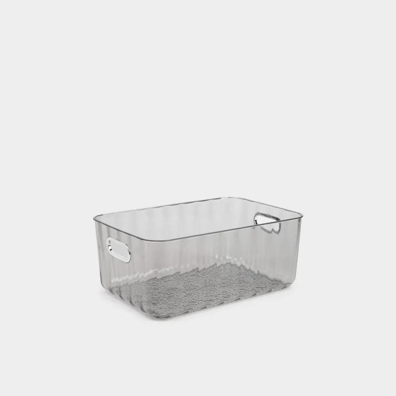 Ящик-органайзер, 30х21х13 см, с ручками, пластик, серый, Renaissance clear