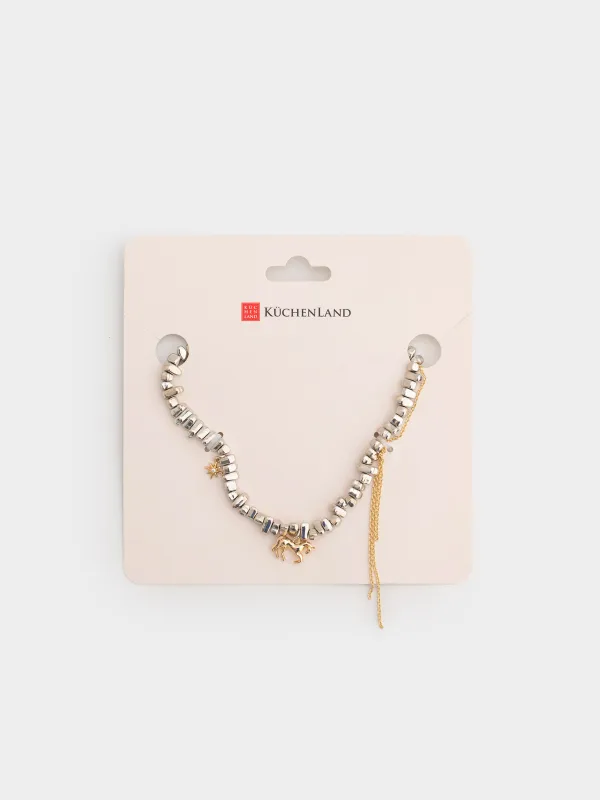 Колье, 46 см, с подвесками, металл, серебристо-золотистое, Лошадь, Jewelry horse, image-3