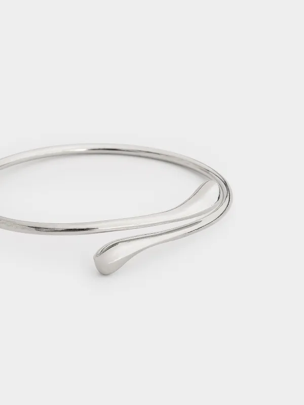 Браслет-кафф, 7 см, металл, серебристый, Капли, Jewelry, image-1