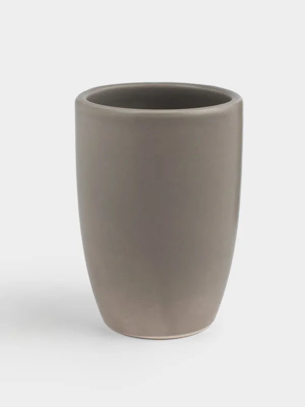 Жуынатын бөлмеге арналған стақан, 10 см, керамика, сарғылт-қоңыр сұр, Giza, image-0