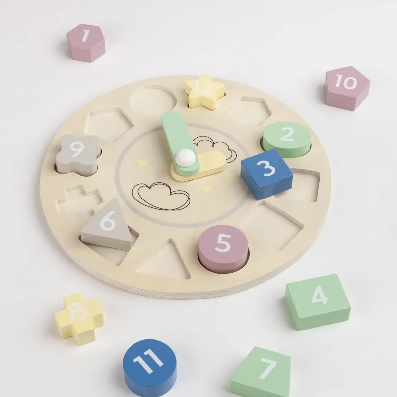 Ойыншық-сұрыптаушы, 22 см, дамытушы, ағаш, сағат, Kiddy, image-2