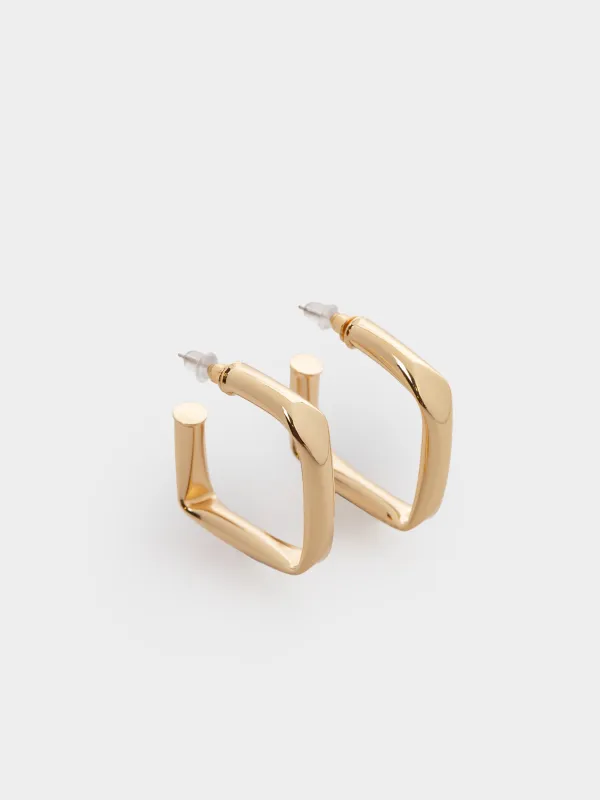 Серьги-пусеты, 3 см, 2 шт, металл, золотистые, Геометрия, Jewelry, image-1