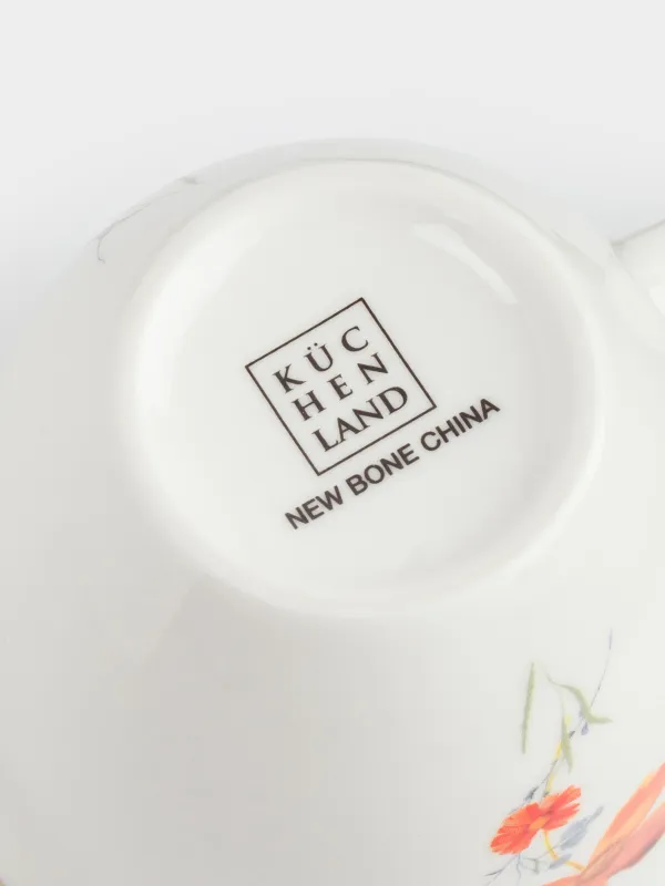 Саптыаяқ, 320 мл, фарфор N, ақ, алтын жиегі бар, Дала гүлдері, Yarrow, image-3