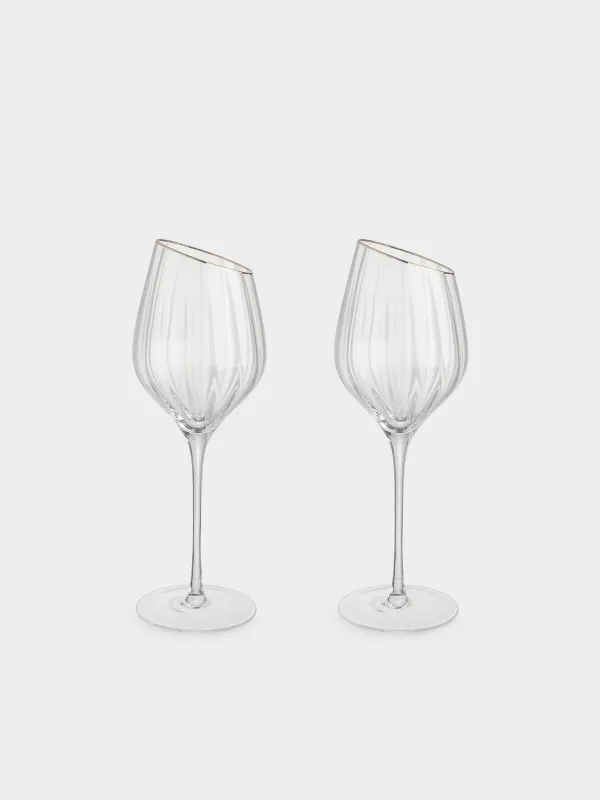 Ақ шарапқа арналған бокал, 460 мл, 2 дана, шыны, алтын түстес жиегі бар, Charm R gold, image-0