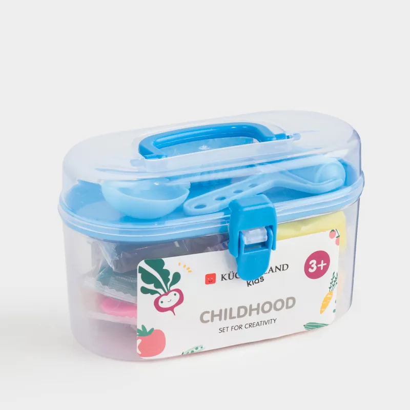 Набор для творчества, 20 пр, пластилин, с формочкой и валиком, синий, Овощи, Childhood