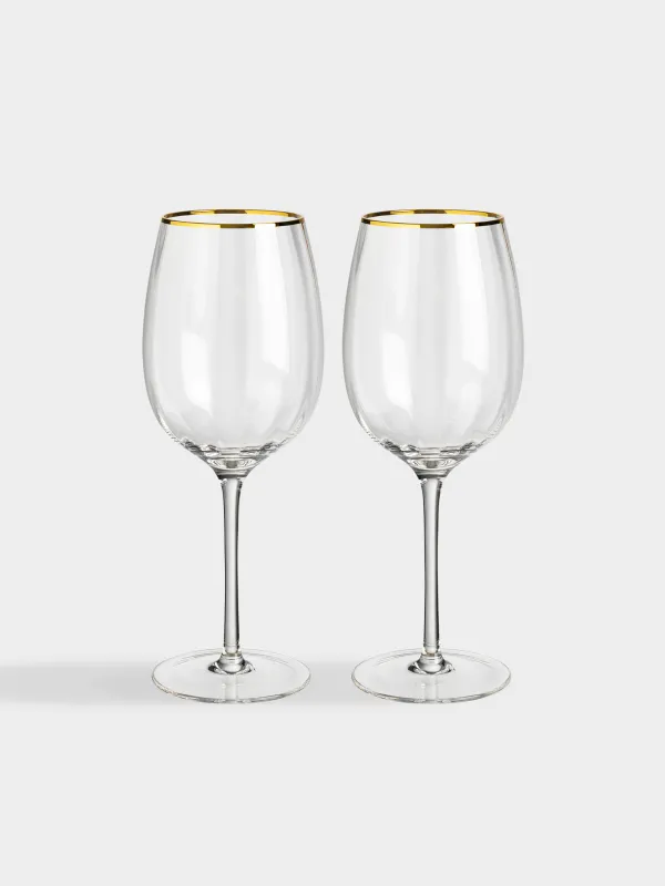 Шарап бокалы, 470 мл, 2 дана, шыны Р, алтын жиегі бар, Filo R gold, image-0