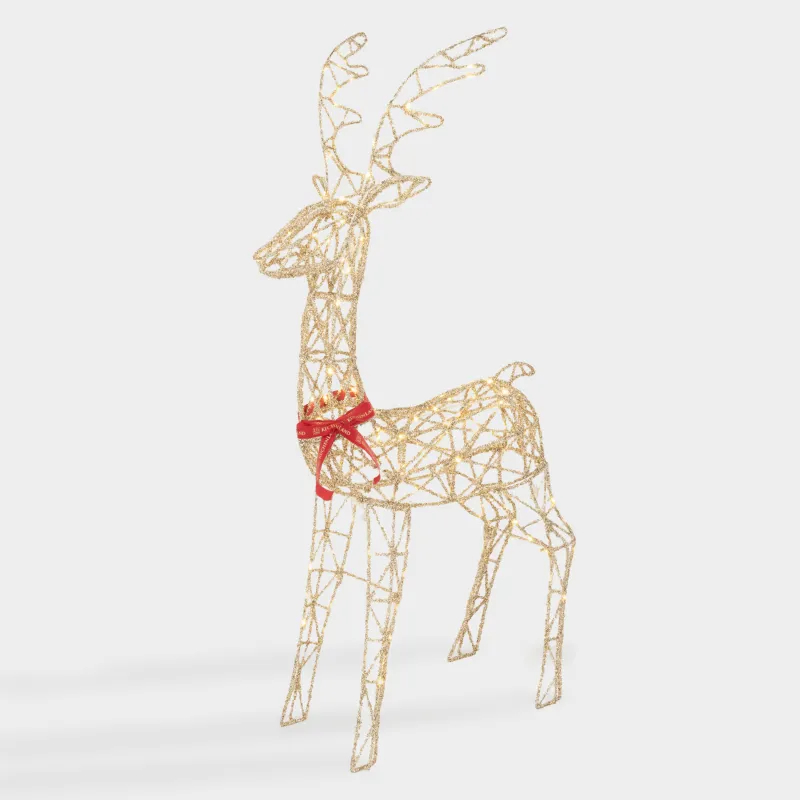 Мүсінше, жарықтандырылған, 50х125 см, металл, алтын, Бұғы, Deer sparks