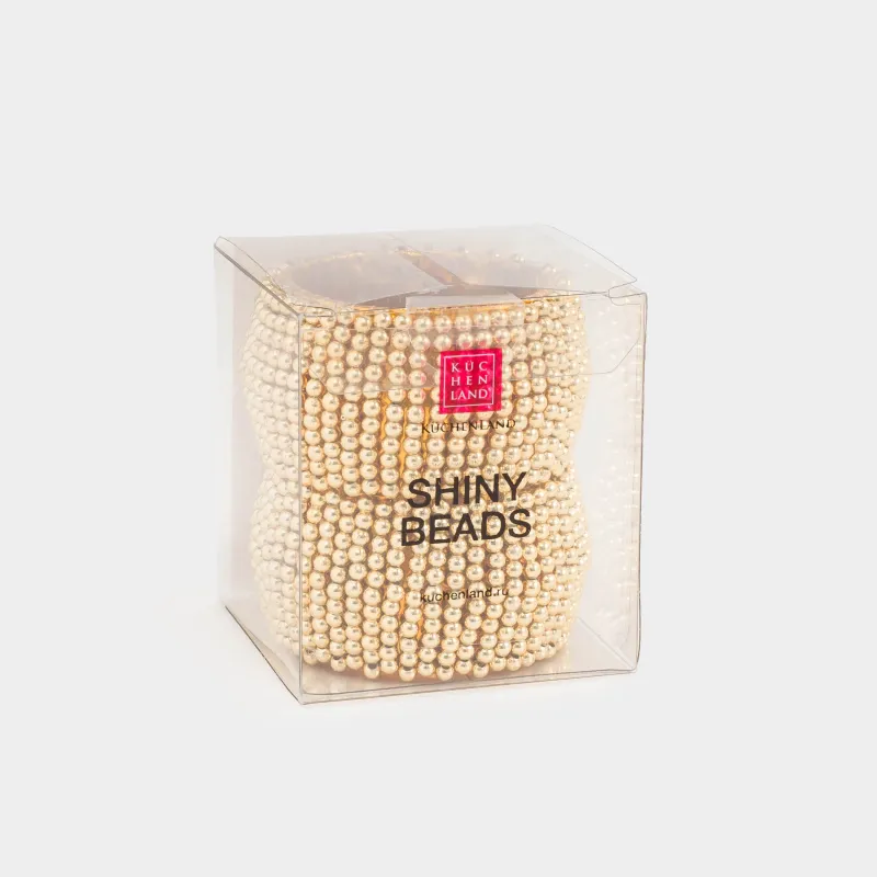 Кольцо для салфеток, 5 см, 2 шт, бисер, круглое, золотистое, Shiny beads, image-3