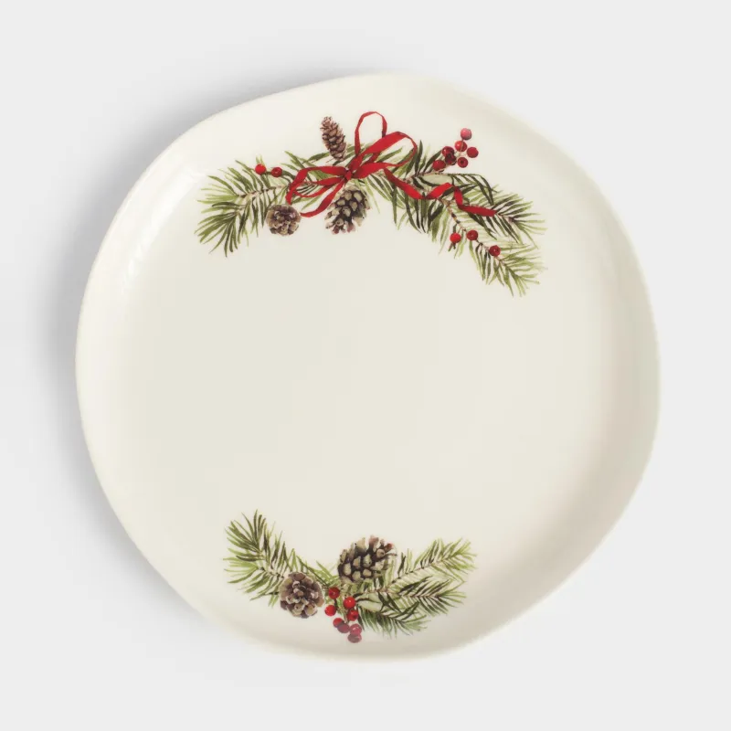 Тіскебасар тәрелкесі, 19 см, фарфор N, ақ, дақты, Шырша бүршіктері мен шетен, Rowan delice