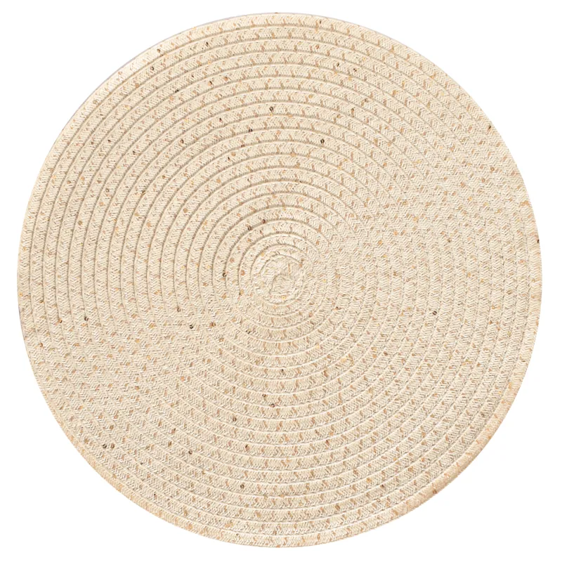 Салфетка под приборы, 38 см, бумага, круглая, бежевая, Straw, image-0