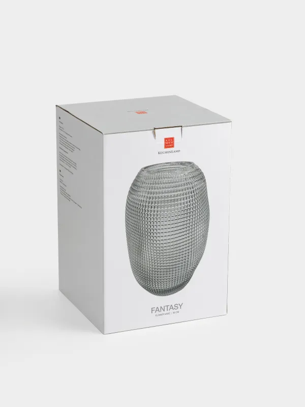 Гүл вазасы, 30 см, шыны, сұр, Fantasy, image-5