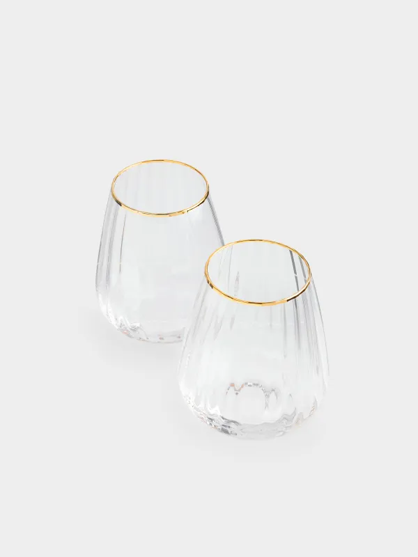 Стақан, 11 см, 250 мл, 2 дана, шыны, алтын жиектері бар, Glyfada, image-2