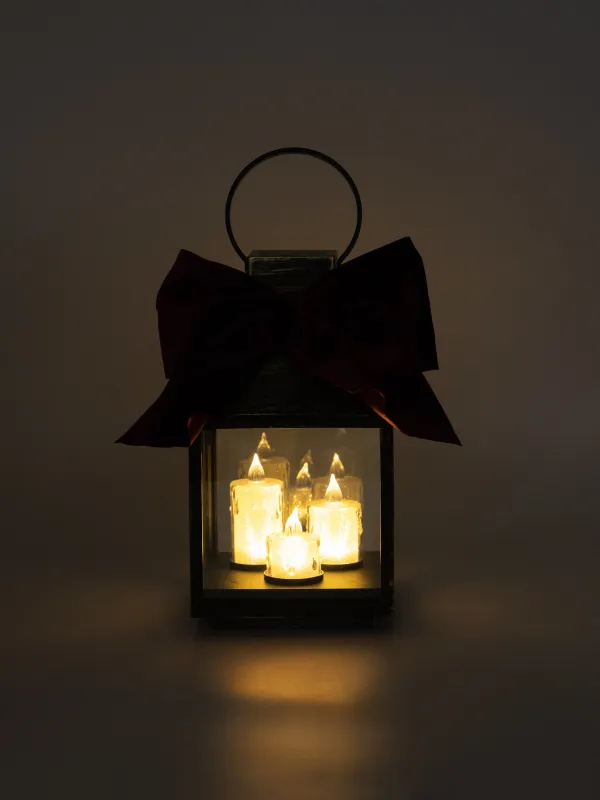 Светильник декоративный, 25 см, пластик, бронзовый, Фонарь со свечами, Bronze style, image-6