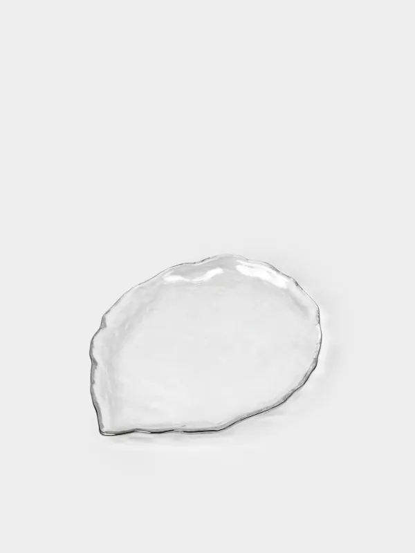 Блюдо, 25х21 см, с серебристым кантом, Лепесток, Nautilus silver, image-0