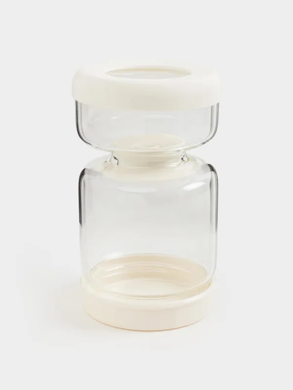 Банка для маринованных продуктов, 300/600 мл, двойная стекло/силикон, бежевая, Laneri, image-3