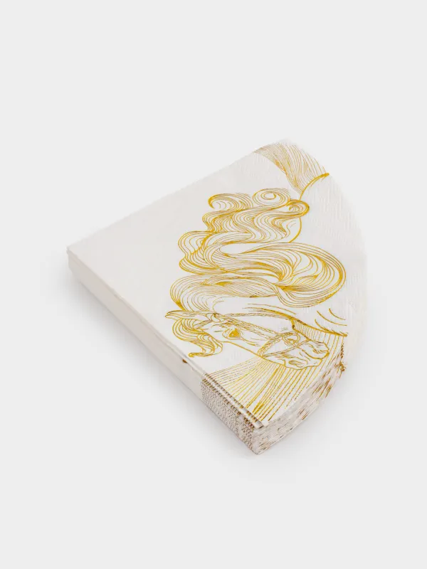 Қағаз майлықтар, 33 см, 20 дана, дөңгелек, ақ, Алтын жылқы, Horse gold, image-1