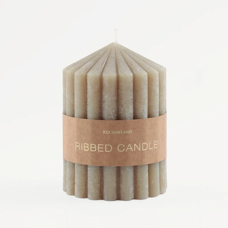Шам, 11 см, цилиндр тәрізді, жасыл, Ribbed candle, image-2
