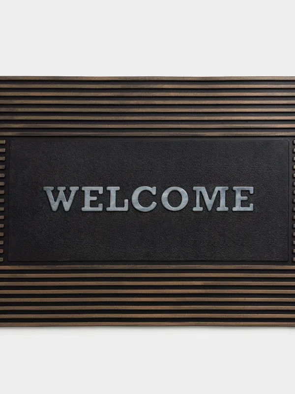 Есік төсеніші, 45х75 см, резеңке, қола-қара, жолақтар, Home deco, image-1