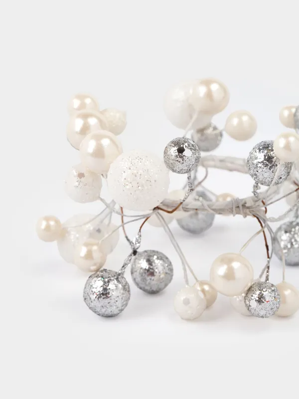 Майлық сақинасы, 5 см, пластик, сүтті күміс, Рождестволық шарлар, Balls sparkle, image-3