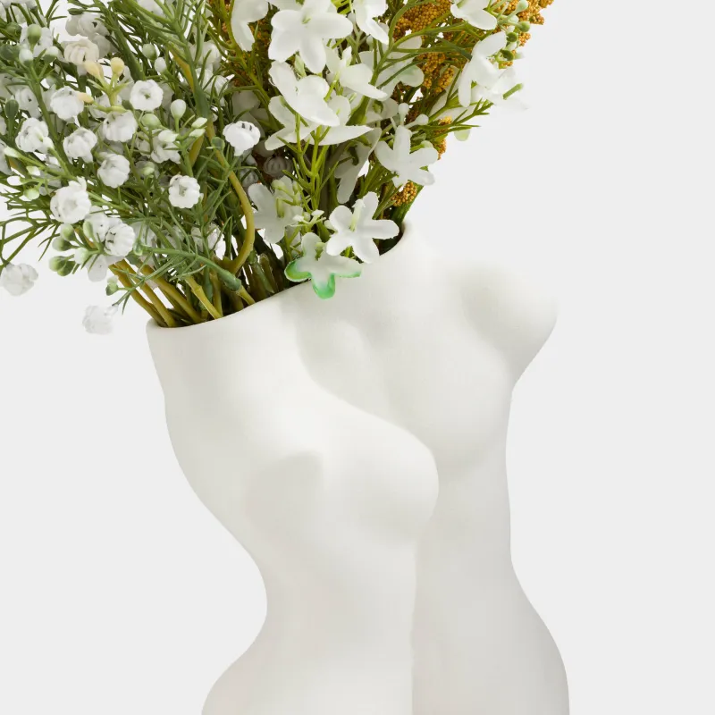 Гүл вазасы, 23 см, сәндік, фарфор P, ақ, екі, He&She, image-4