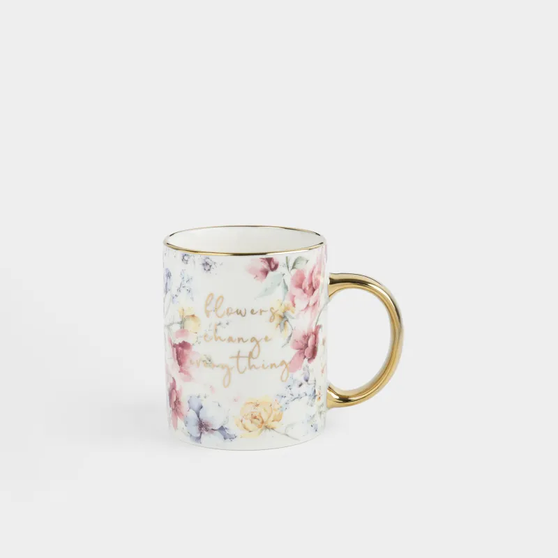 Саптыаяқ, 350 мл, фарфор N, ақ-алтын, Гүлдер, Flowers