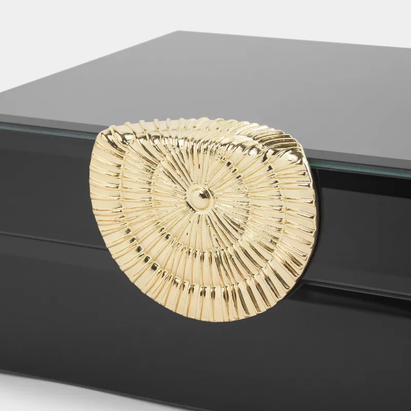 Зергерлік қорап, 18х14 см, шыны/металл, айна, қара, Glossy black, image-5