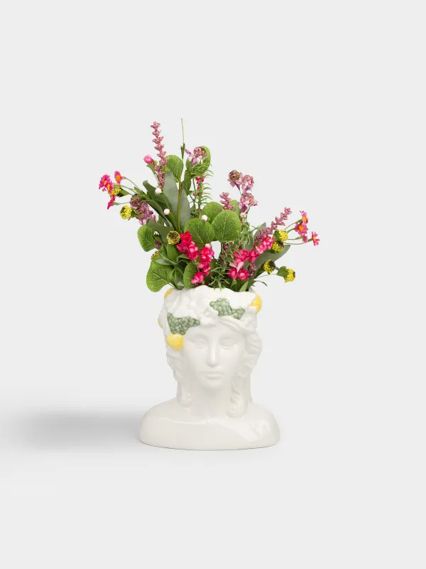 Гүл вазасы, 26 см, сәндік, керамика, сүт түстес, Жемісі мен гүлдері бар қыз, Girls, image-5