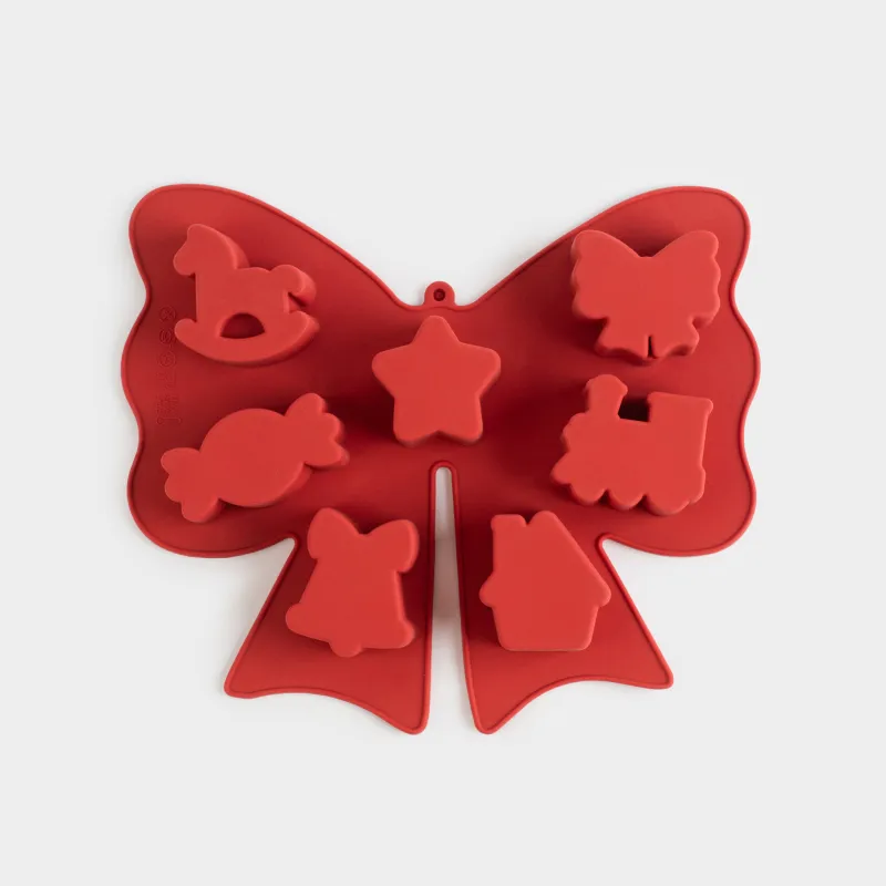 Кекстерді пісіруге арналған қалып, 28х21 см, 7 бөлім, силикон, қызыл, Бантик, Bakery color