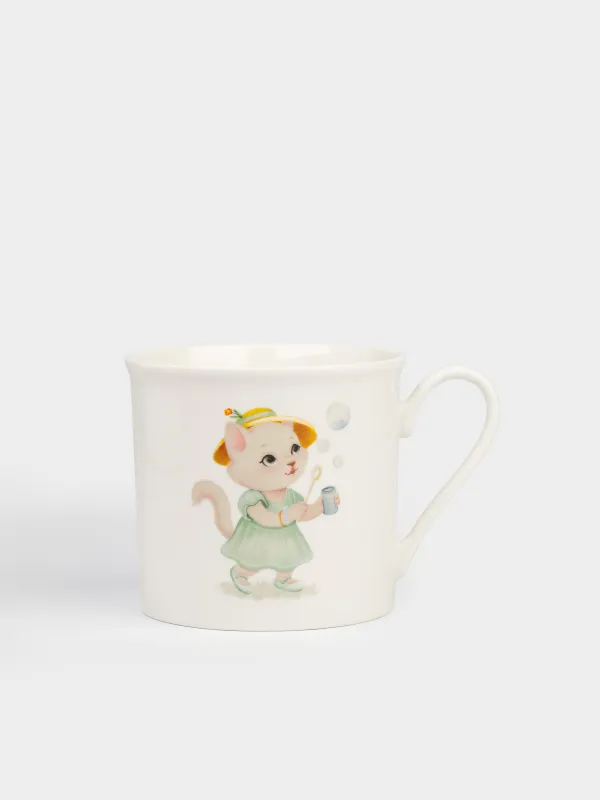 Саптыаяқ, балаларға арналған, 250 мл, фарфор N, ақ, Бас киім киген мысық, Ideas life, image-0