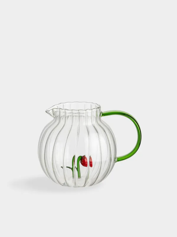 Құмыра, 1,3 л, шыны Б, жасыл қалам, Құлпынай, Camellia decor, image-0