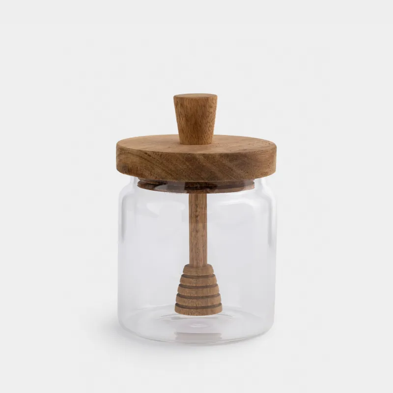 Банка для меда, 400 мл, с ложкой, стекло Б/дерево, Noble tree