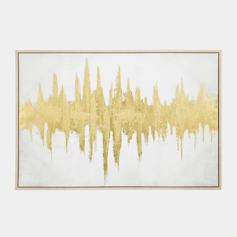 Жиектемедегі сурет, 120х80 см, кенеп, алтын сарғылт-қоңыр, Алтын штрихтар, Abstract