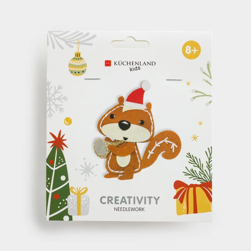 Шығармашылық жиынтығы, 13х15 см, қолөнер, киіз/мақта, Бас киім киген тиін, Creativity