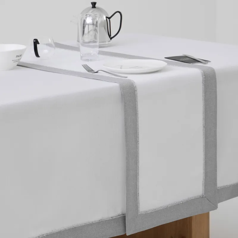 Жұмыс үстелі жолы, 40х160 см, полиэстер, АҚ және сұр, Milky way