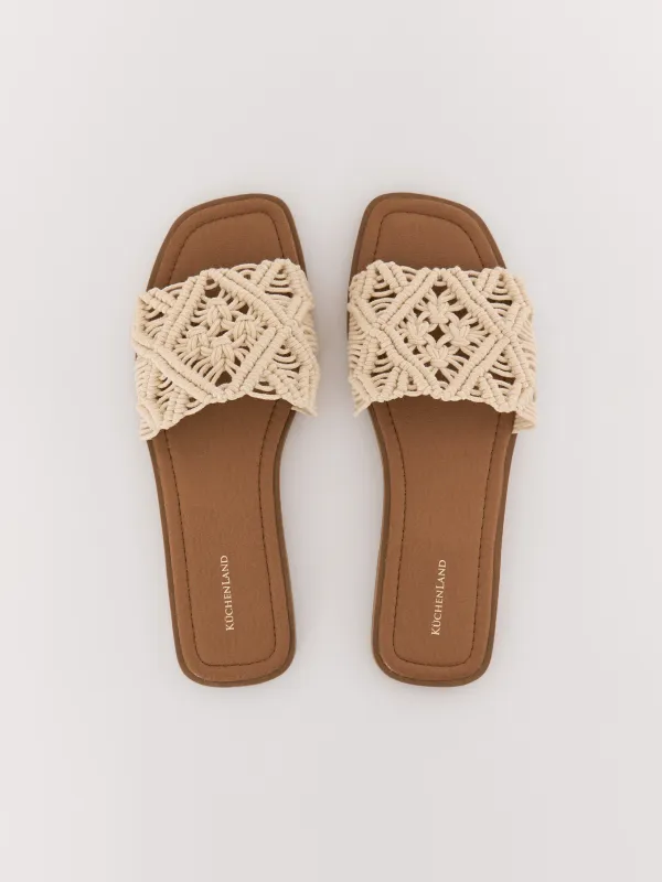 Әйелдер тәпішкелері, өлшемі 36-37, иірілген жіп/полиуретан, сүт түстес, Liadi, image-1